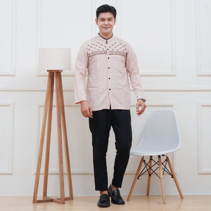 Baju Koko Lengan Panjang Bordir Motif Lebaran Viral Keren Termurah Terbatas