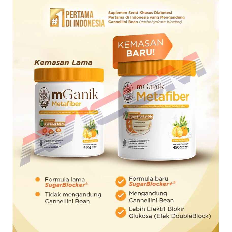 mGanik Metafiber Minuman Suplemen Serat Obat Diabetes Gula Darah Kolesterol Tinggi