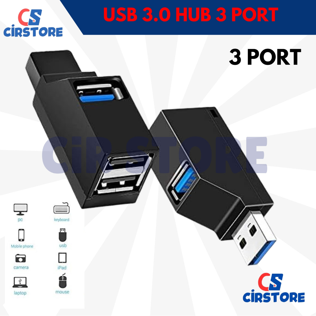 USB 3.0 HUB 3 Port Pluit / USB 3.0 Adapter Extender Mini Splitter For MacBook, USB Flash Drives, Lap