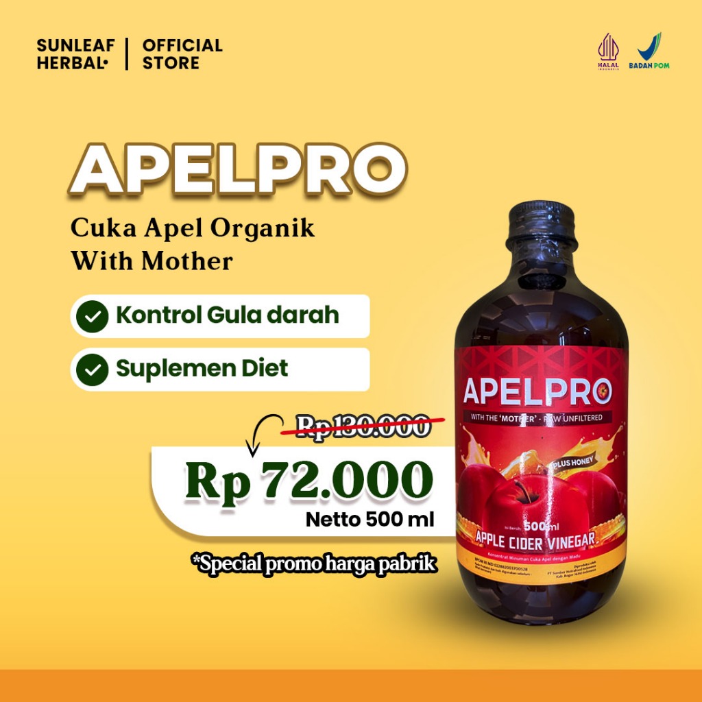 

CUKA APEL WITH MOTHER UNTUK PENDERITA DIABETES, ASAM URAT STABILKAN GULA DARAH ANTI NYERI SARAF
