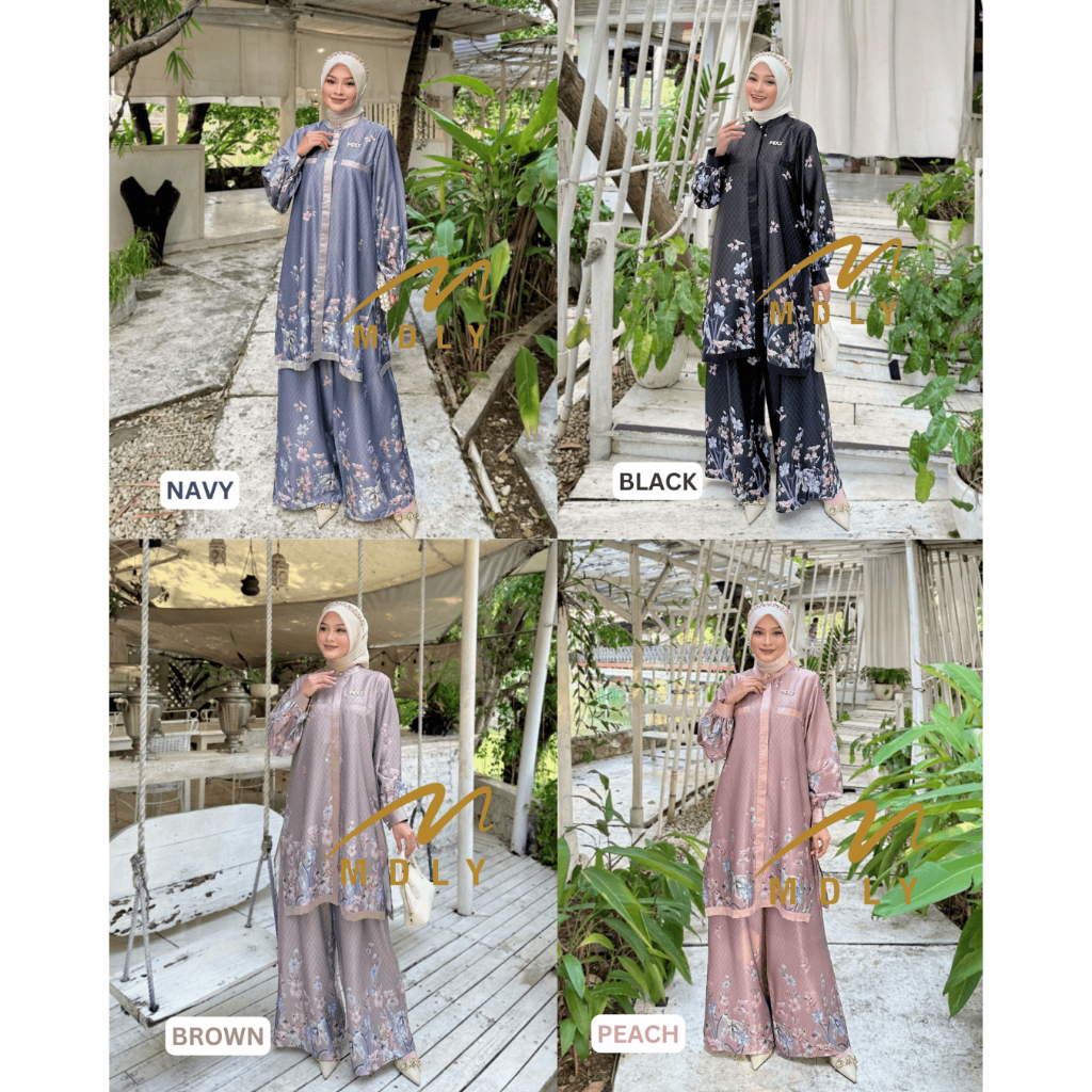 MDLY Elief set/Zendaya setelan celana wanita One Set Tunik panjang ceruty rayon silk Premium Adem