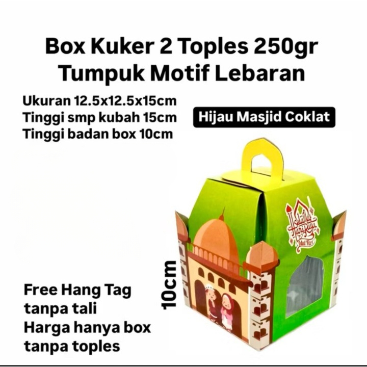 

5 Pcs Box Kuker Tenteng Lebaran 12.5 x 12.5 x 15 Cm Dus Toples Kue Tabung 800 ML Box Cookies Idul Fitri Toples 250 Gr