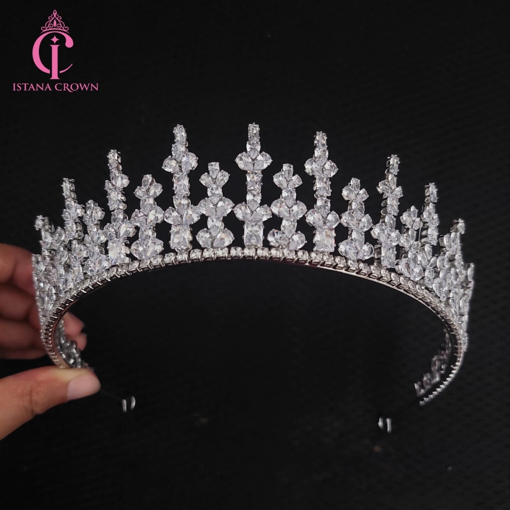 Bertha Crown - Mahkota Zircon Mewah Tinggi - Wedding Crown Pengantin