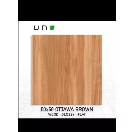KERAMIK LANTAI MOTIF SERAT KAYU GLOSY MINIMALIS | UNO OTTAWA BROWN 50X50