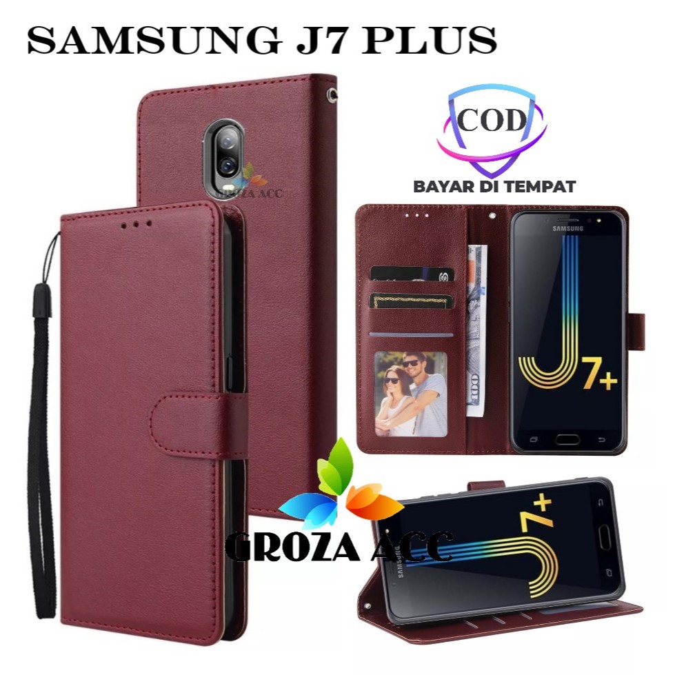 Flip Case samsung j7 plus Case Wallet Kulit Casing Dompet Case Wallet Leather Flip Case samsung j7 p