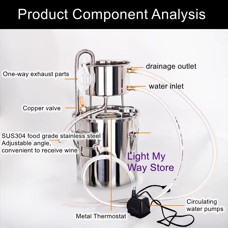 OneKlik - Alat Penyulingan Destilasi Alat Destilasi 304 Stainless Alat Destilasi Penyulingan Alat