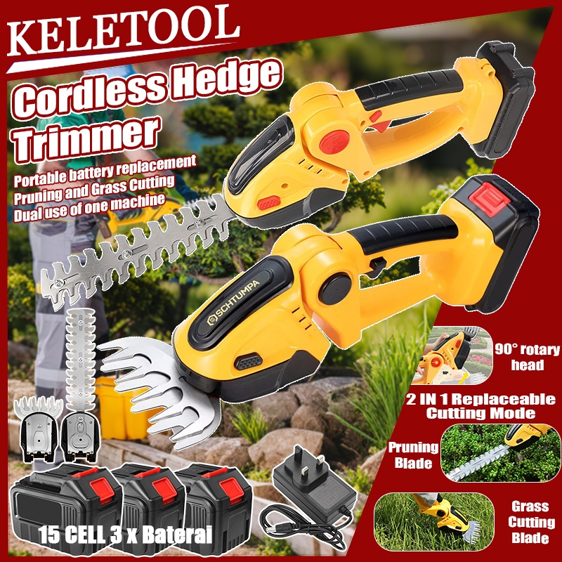 Pangkas Pagar Hedge Trimmer 2in1 Alat Potong Rumput Elektrik Mesin Pisau Potong Rumput Pangkas Pagar