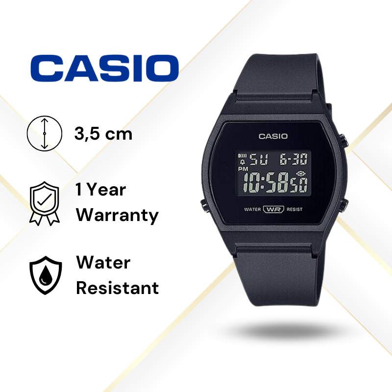 JAM TANGAN WANITA CASIO LW-204-1B ORIGINAL - LW204 HITAM CASIO ORIGINAL