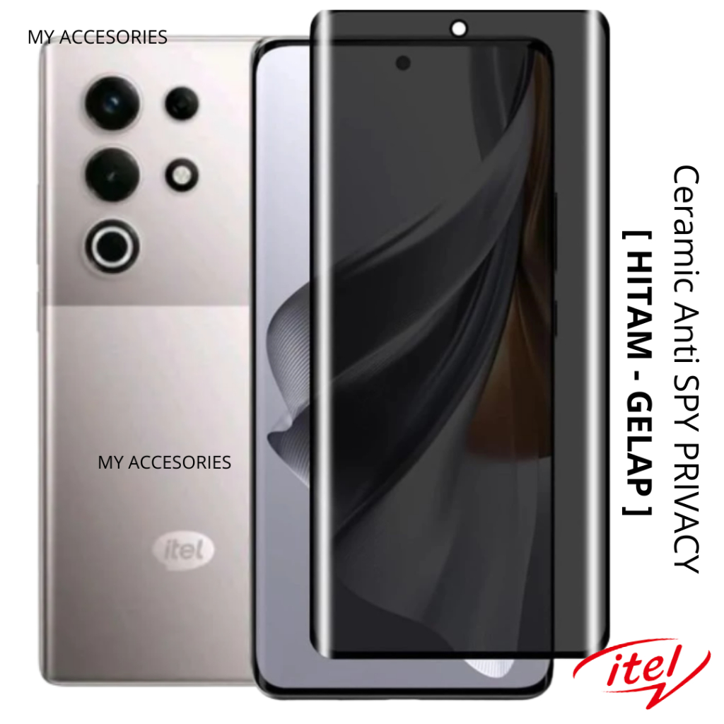 Tempered CERAMIC CURVE ANTI SPY PRIVACY iTEL S25 ULTRA S23+ Plus + Antigores HP Privasi Black Gelap 