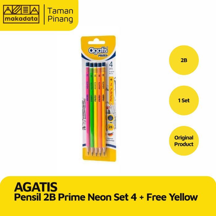 

AGATIS PENCIL / PENSIL 2B PRIME NEON AGATIS SET 4 + FREE YELLOW (1 SET)