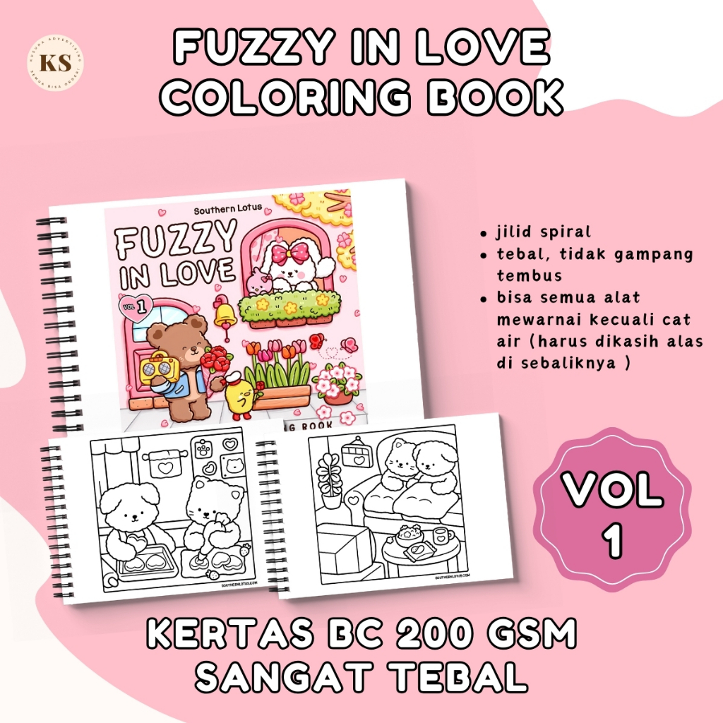 

FUZZY IN LOVE VOL 1 COLORING BOOK For Kids And Adults for Relaxation Aesthetic Buku Mewarnai Remaja Dewasa