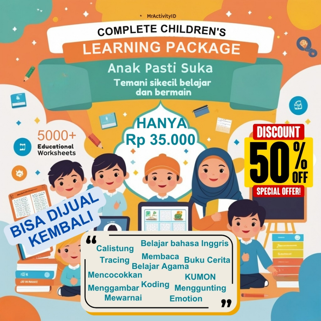 

Paket Edukasi Anak 5000+ Lembar Kerja Belajar & Bermain - Termurah - BISA DIJUAL KEMBALI- Produk Digital