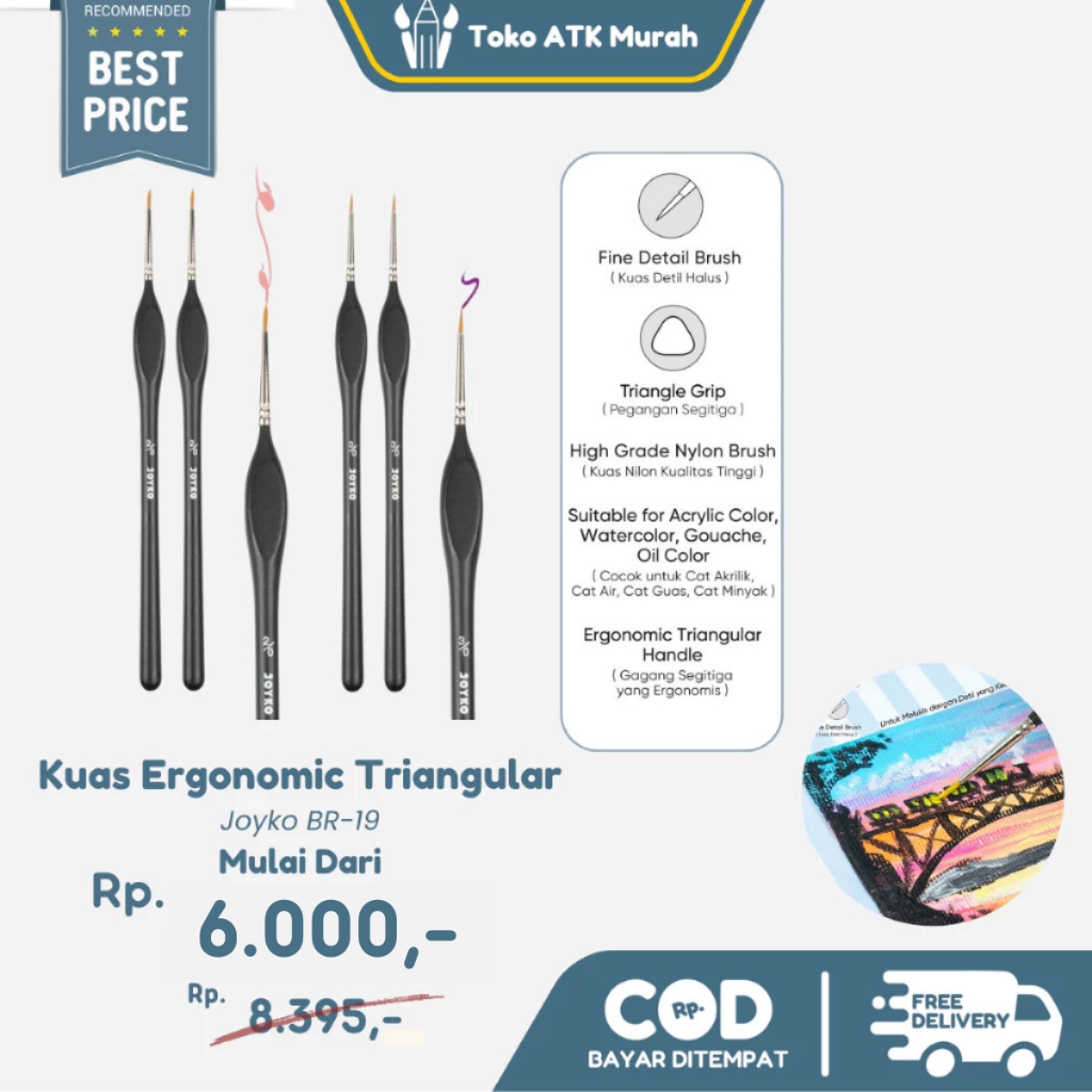 

Kuas Joyko BR-19 Ergonomic Triangular Brush Cat Air Lukis Acrylic