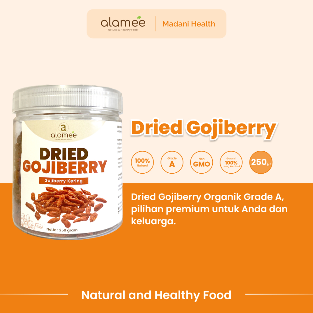 

ALAMEE Gojiberry Kering Cemilan Buah Sehat Rendah Kalori Dried Gojiberry Buah Kici Kering 250gr