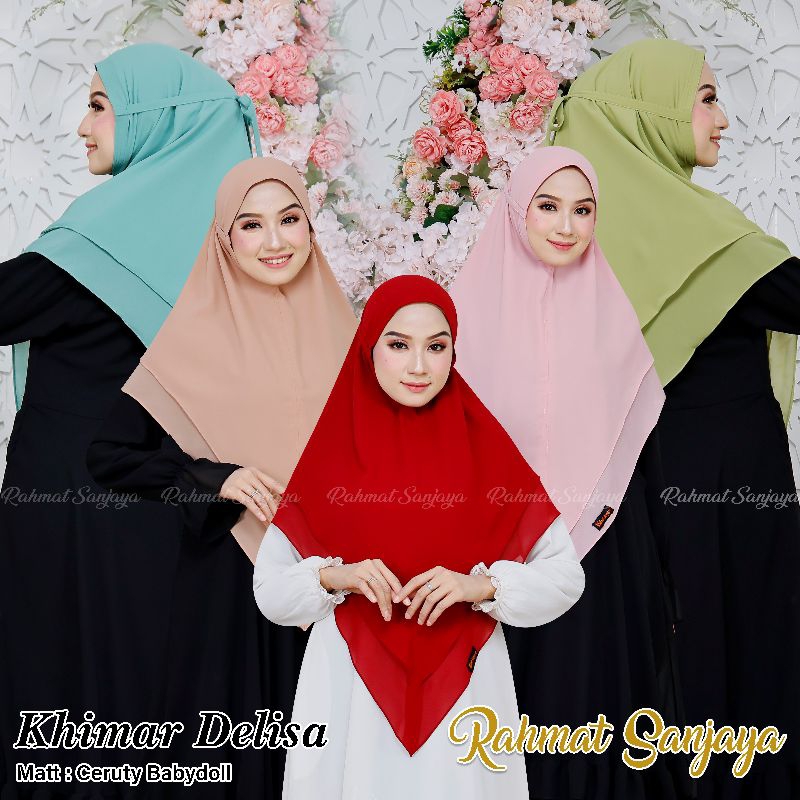 TERBARU...KHIMAR DELISA NON PET TALI 2 LAYAR JUMBO KHIMAR DELISA NON PET TALI BAHAN CERUTI BABY DOLL