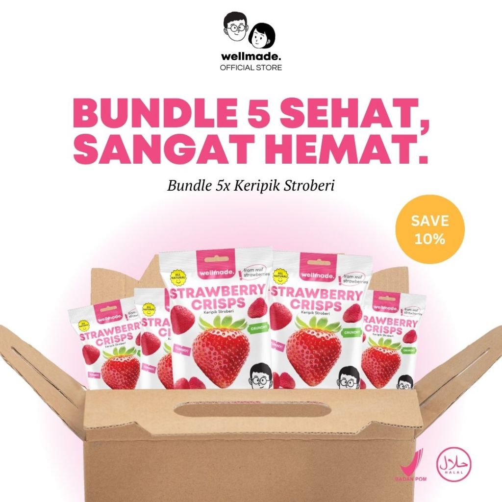 

Ay00! BEST SELLERWellmade Freeze-Dried Strawberry Crisps - Keripik Stroberi Kering Rendah KalCamilan