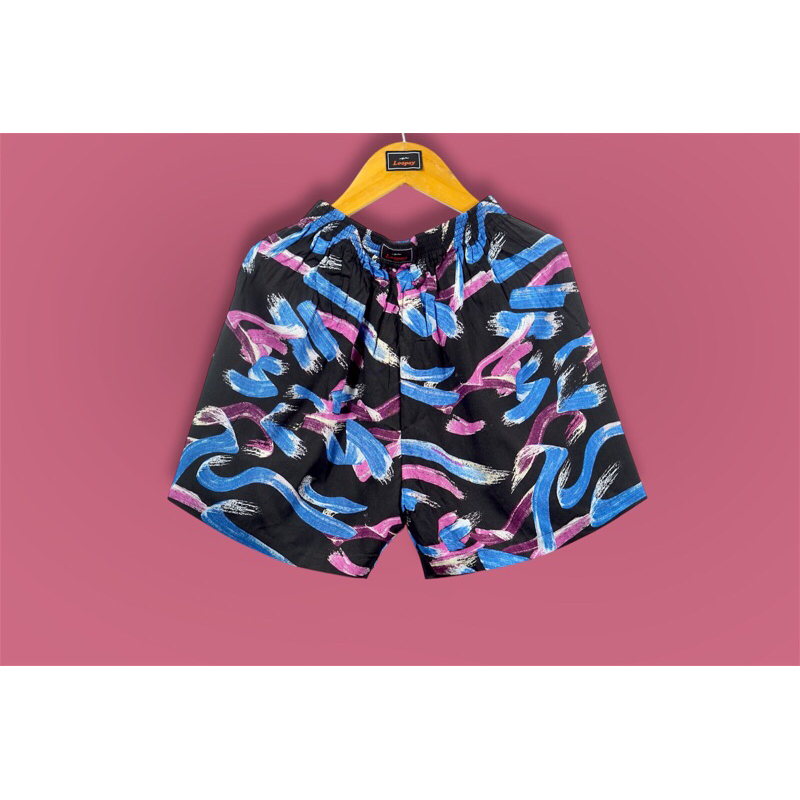 CELANA LOOPAY BOXER MOTIF ABSTRAK UNGU BIRU