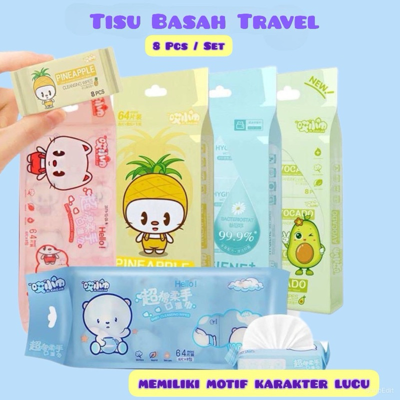 TISSUE BASAH TRAVEL MINI / TISSUE BASAH MINI / TISSUE BASAH ISI 8