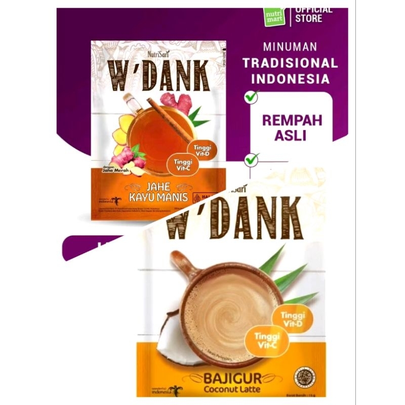 

Nutrisari W DANGK bajigur coconut late / jahe kayu manis SACHET 15 gram