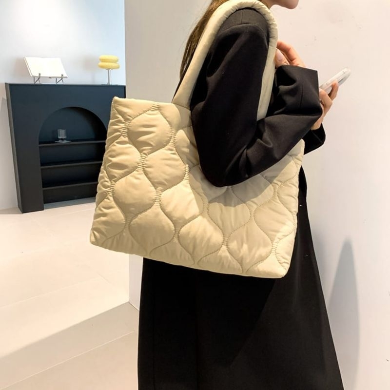 RK Puffy Bag Lusiana / Tote Bag Resleting Big Size Laptop Up To 16 Inch Tas Laptop Kekinian Tas