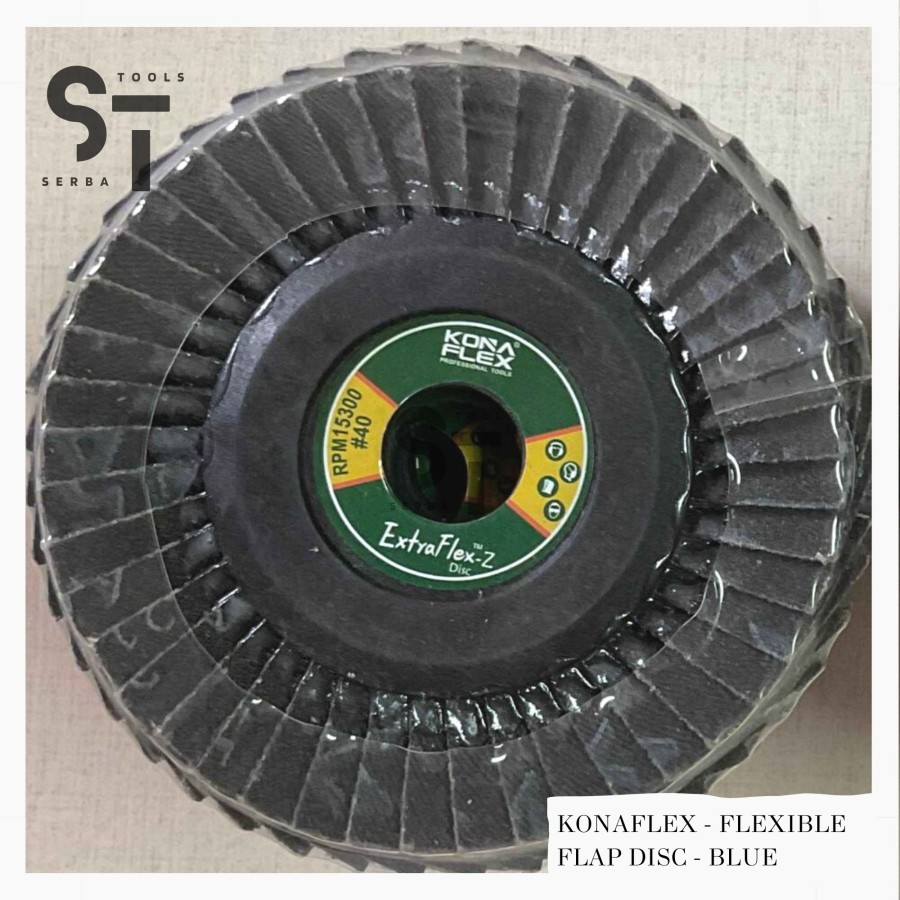 Amplas Susun 4 Inch Gerinda Sirip Konaflex Flexible ExtraFlex Flap Disc Biru Blue