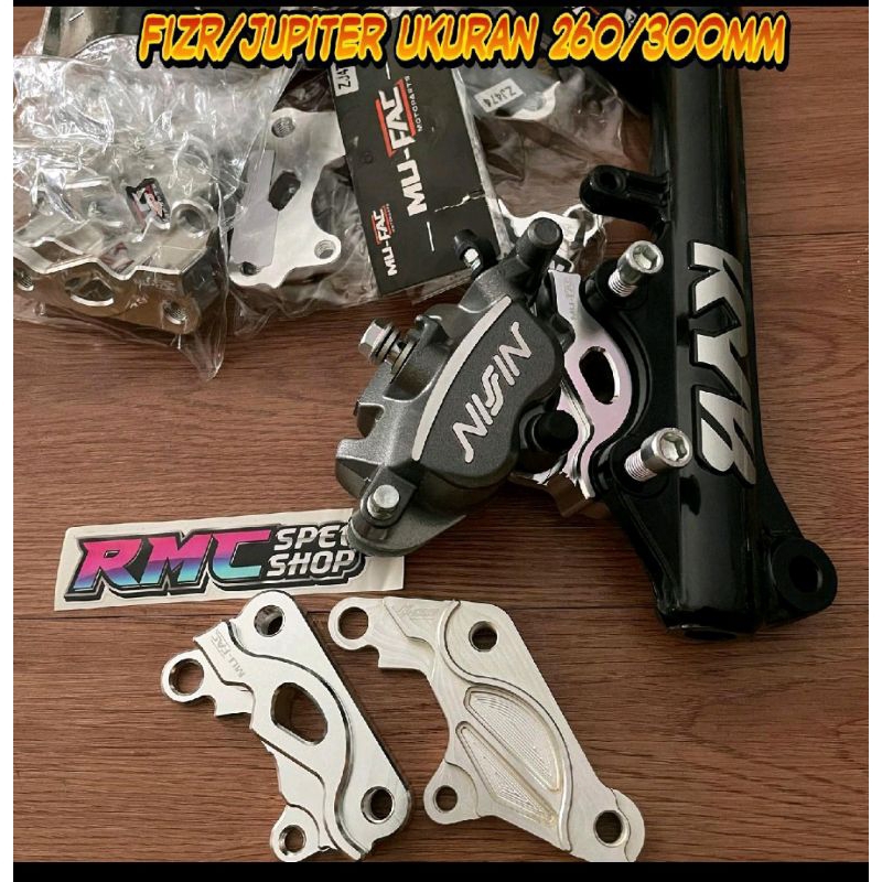 Breket kaliper 2piston nissin samurai fizR jupiter ukuran 260mm 300mm / Breket kaliper nissin samura