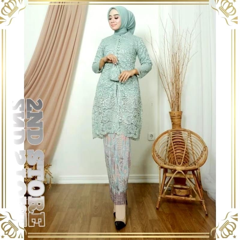 TERLARIS Set Tunik Kancing - Tunik Brukat - Tunik Busui - Kebaya Tunik - Kebaya