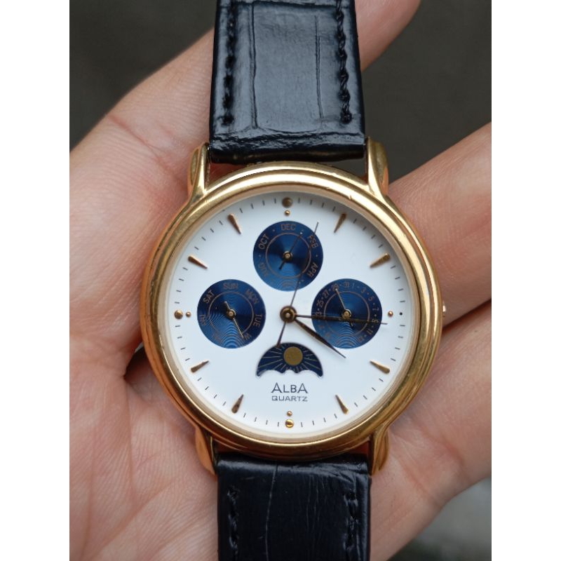 jam tangan alba moonphase multifungsi second bekas original