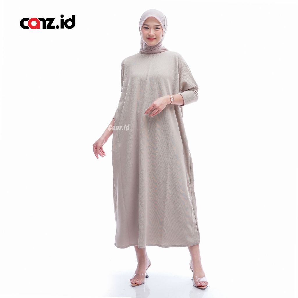 Abaya Batwing Knit Polos Gamis Lebaran Jumbo LD 120 130 - Canz.id