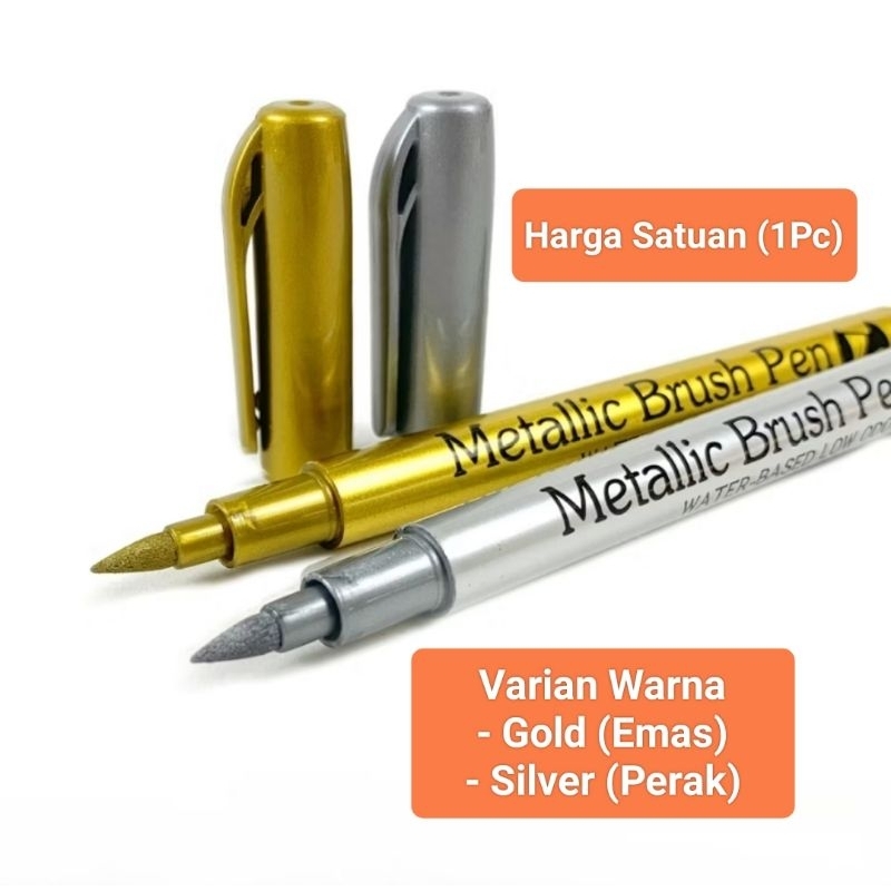 

Pena / Spidol Kuas Warna / Tinta Metalik Emas / Perak / Scrapbook Pen / Paint Marker