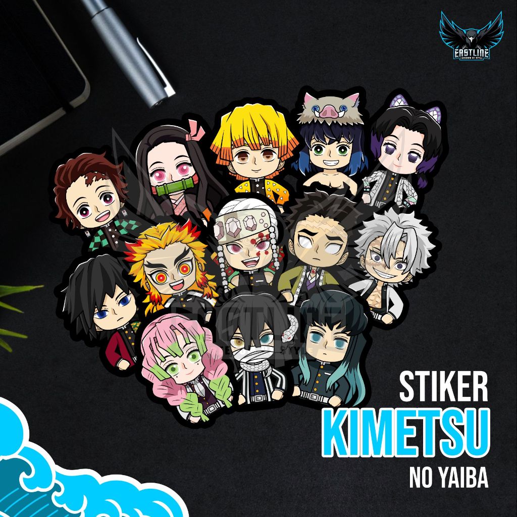 Stiker Sticker Anime Kimetsu No Yaiba Demon Slayer Chibi Cute Lucu Laptop Motor Helm Vinyl Doff Lebi