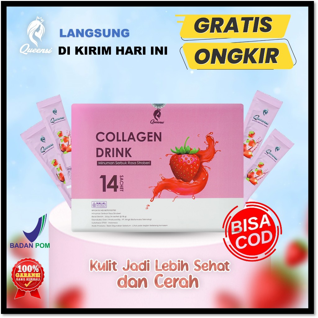 QUEENSI COLLAGEN DRINK ORIGINAL | QUENSI KOLLAGEN | QUEENSI COLLAGEN ISI 14 SACHET ORIGINAL BPOM