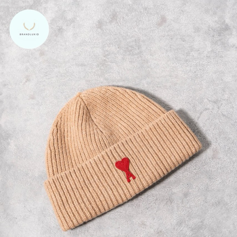 Ami Paris Red ami de coeur beanie  Camel Marine White Heather Grey Black