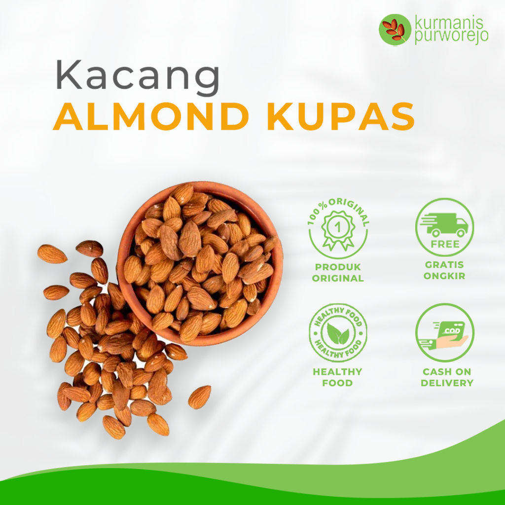 

Kacang Almond Kupas Panggang Matang Premium Organik Original - Cemilan Sehat