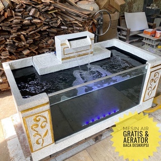 kolam koi kaca besar dengan system fillter GRATIS MESIN AIR & MESINAERATOR