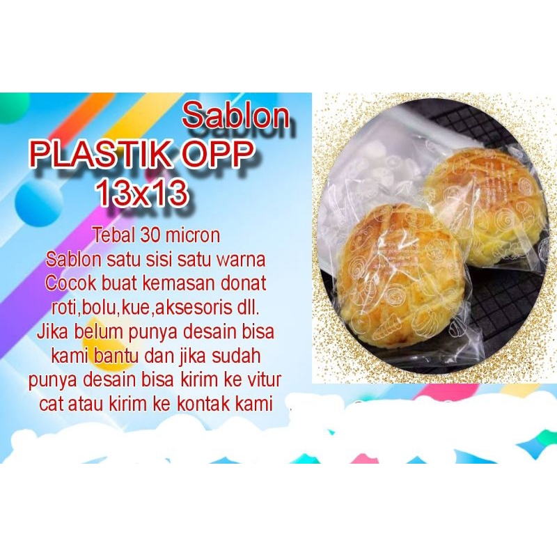 Sablon Plastik Opp Roti 13x13 sablon 1000pcsSablon Plastik Murah Sablon Kemasan