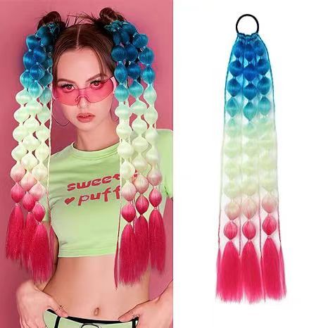 Gradient Three-dimensional Barbie Wig Color Wig Party Wig Color Wanita Festive Penari Rambut Palsu R