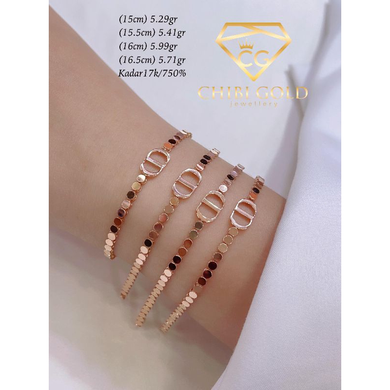 CHIBI - GELANG TANGAN SUN FLOWER CD GELANG SUNFLOWER EMAS 750 KADAR 17K