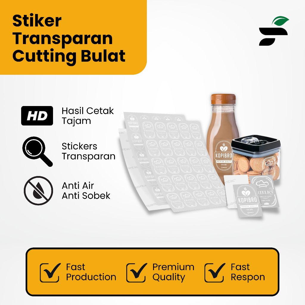 

Buzz ADV - Cetak Stiker Custom Transparan Bulat / Label Botol Minuman / Produk Makanan Kemasan Custom / Printing Stiker Digital /