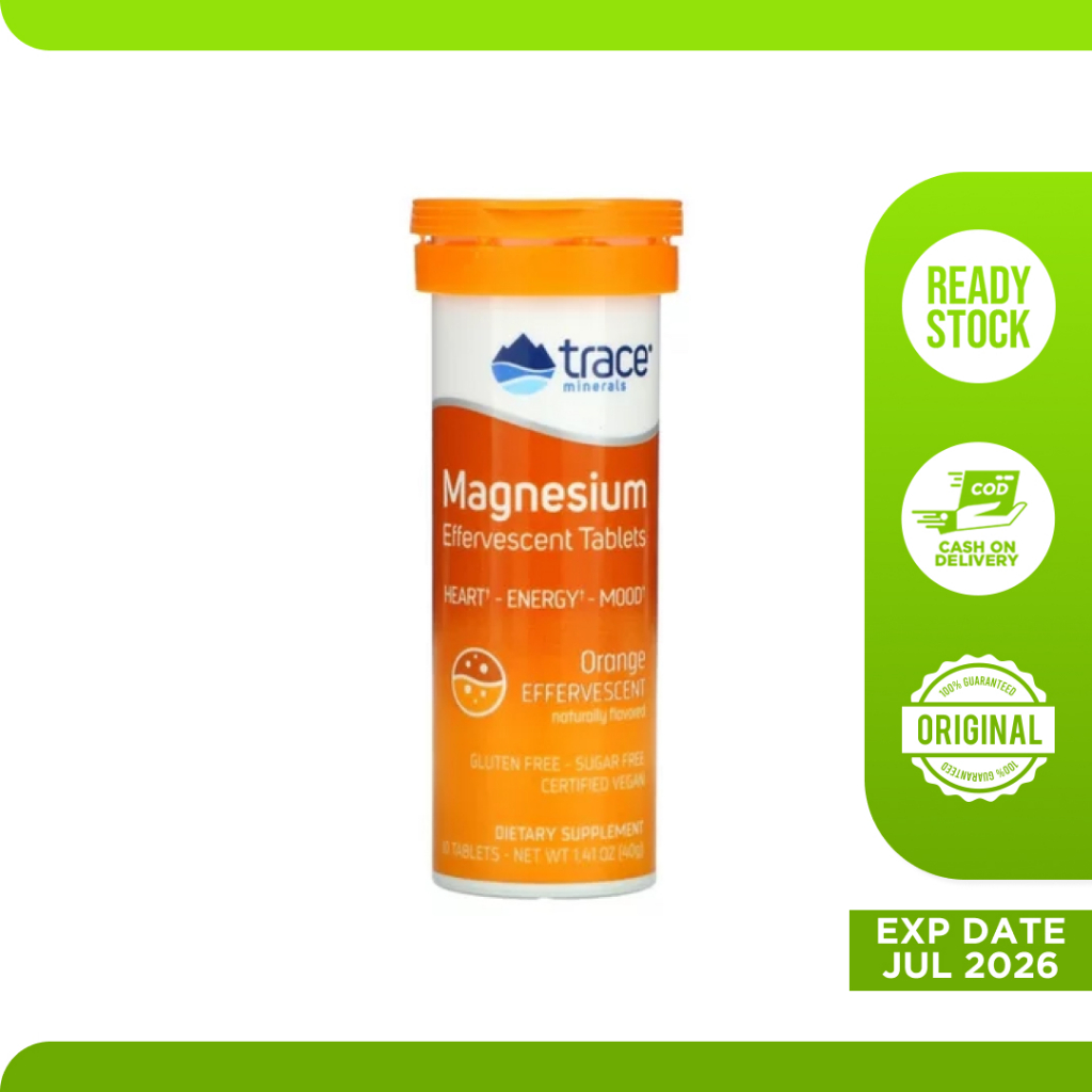 Suplemen Vitamin Trace Mineral Magnesium Effervescent Orange 10 Tablets - Otot Sendi Tulang Saraf Me