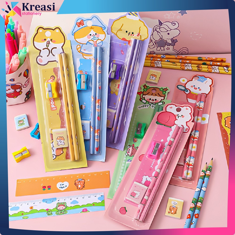 

Set Stationery Sekolah Pensil Set Anak Karakter Kartun Lucu / Alat Tulis Sekolah Anak Penghapus Penggaris Pencil Set Import Kreasi Stationery A71