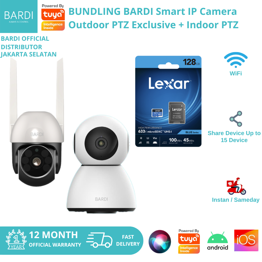 BARDI IP Camera Indoor Outdoor PTZ CCTV Smart Bundle CCTV Bardi