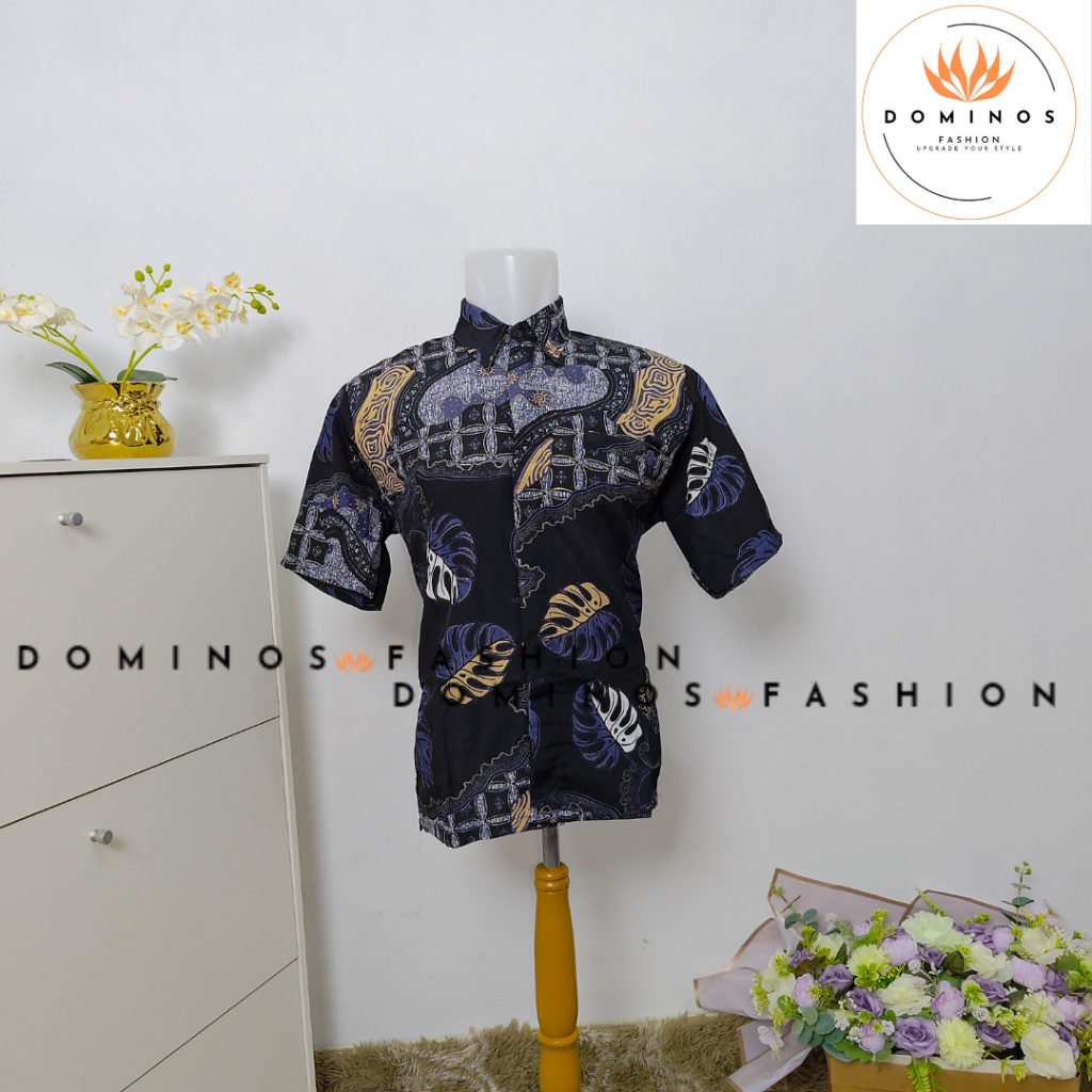 DISKON DOMINOS FASHION (AJ HITAM) BATIK SET KELUARGA - BATIK COUPLE - BATIK SERAGAM - BATIK MODERN -