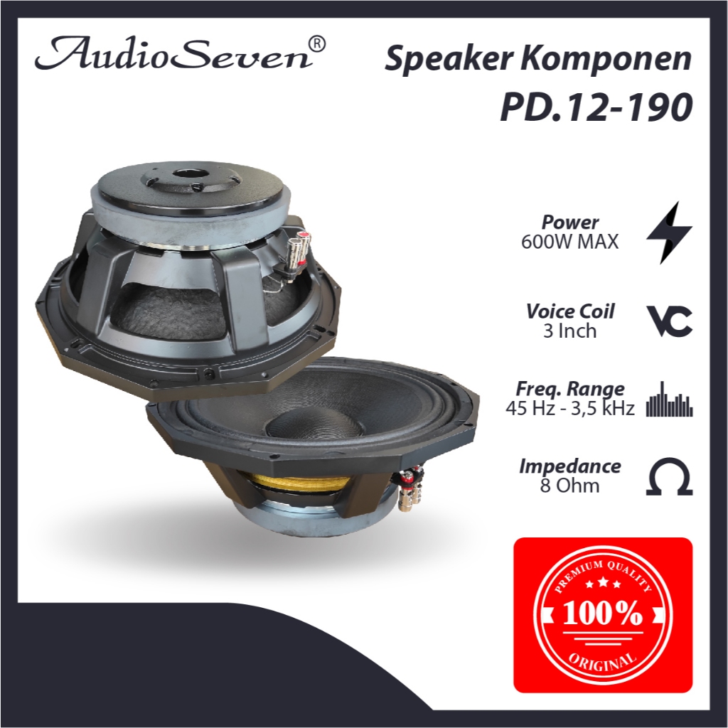 Speaker Komponen 12 190 Audio Seven 12 inch Original High Quality