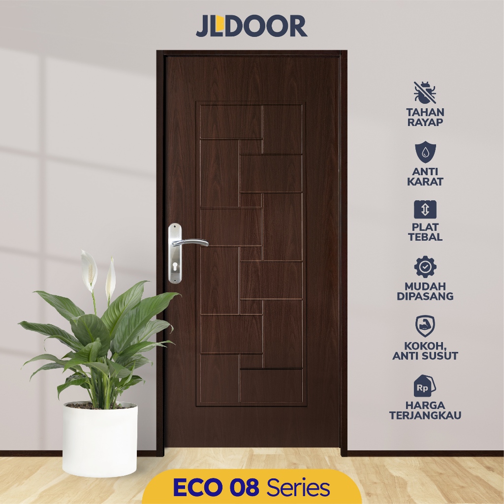 JLDOOR Pintu Baja Ringan Minimalis (ECO 08 Walnut)