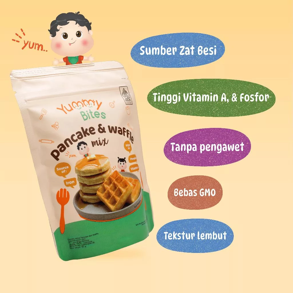 

BEEBINAI-Yummy Bites Pancake & Waffle Mix 130 GR - Tepung Pancake MPASI Baby Anak