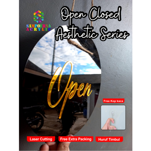

Acrylic Signage Open Close / Papan Akrilik Timbul Buka Tutup Sign Toko aesthetic series free kop kaca