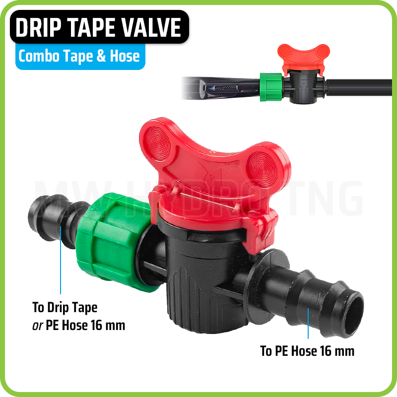 Drip Tape Valve - Combo Tape & Hose | Konektor Keran Selang Driptape Irigasi Hidroponik - Combo Tape