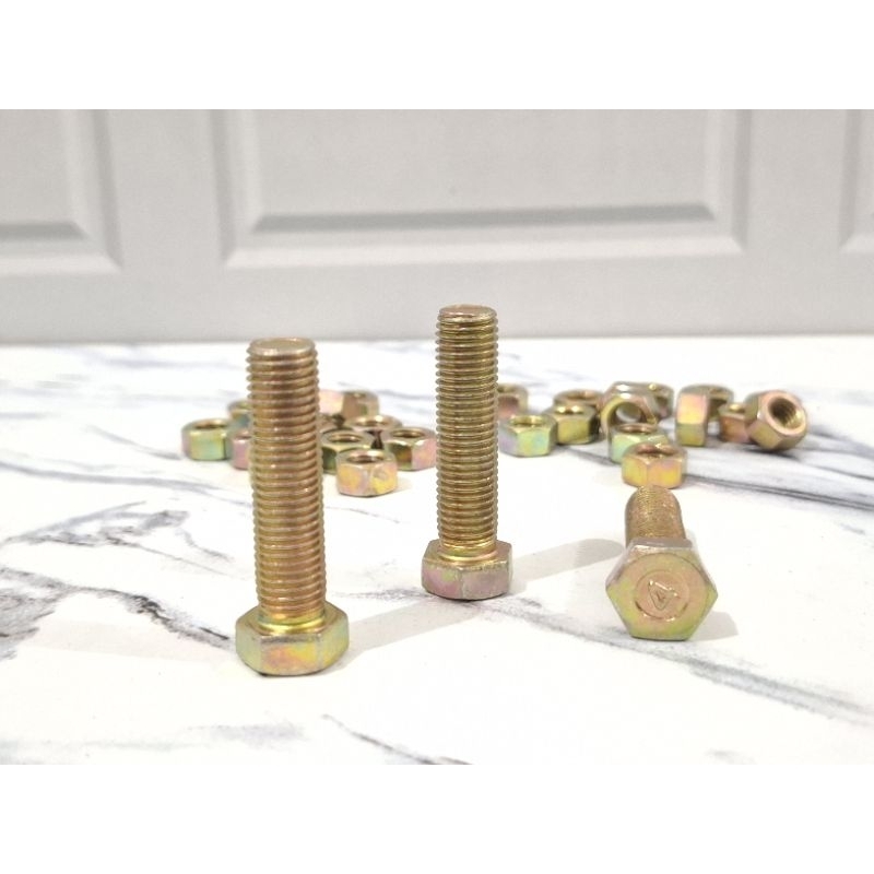 Baut Kuning 10×40mm/ Baut Mur Hexagon Kuning / Baut Mur Hex