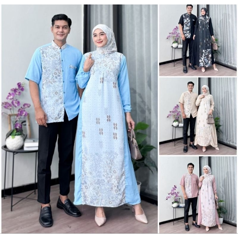 Setelan Couple Keluarga Gamis Koko Set Hijab Model Batik Gamis Cruty Baby Dol Gamis Terbaru